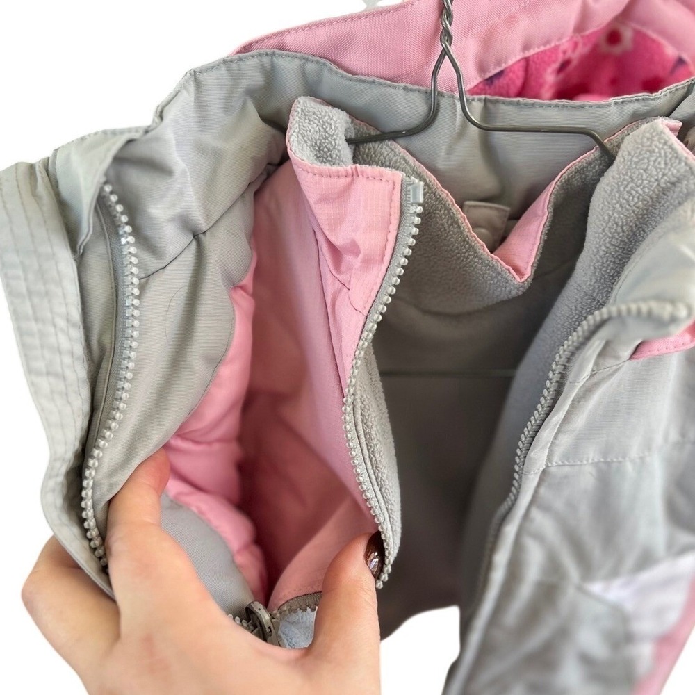 Kids Pink Gray Winter Ski Jacket Hooded Insulated Warm Snow Coat 24 Month Fleece - Picture 4 of 8
